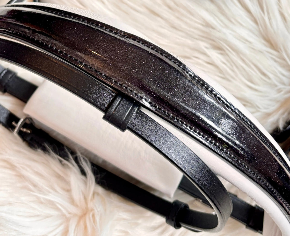 Trense Sparkle glitterende lak, med hvidt eller sort underlag - CR-Harmonyequestrian