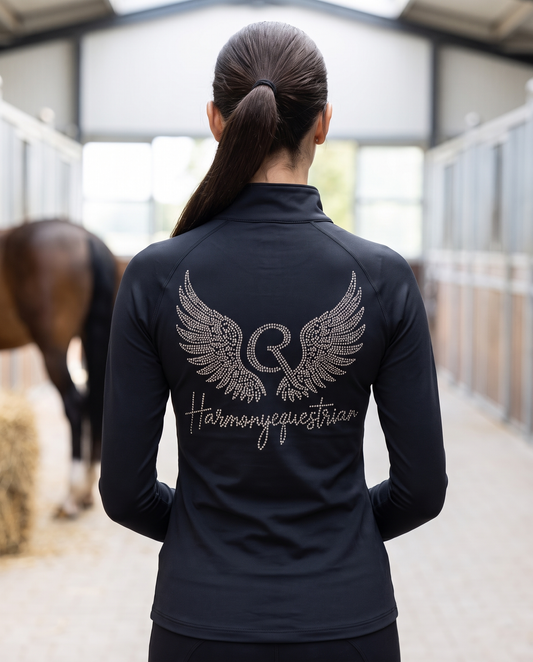 Funktionsshirt Crystal Wings Halfzip in Navy am Model getragen