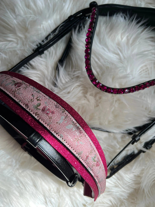 Trense „Rosé Glitter Blossom“ – mit abnehmbarem Sperrriemen CR-Harmonyequestrian