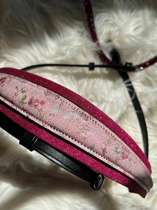 Trense „Rosé Glitter Blossom“ – mit abnehmbarem Sperrriemen CR-Harmonyequestrian