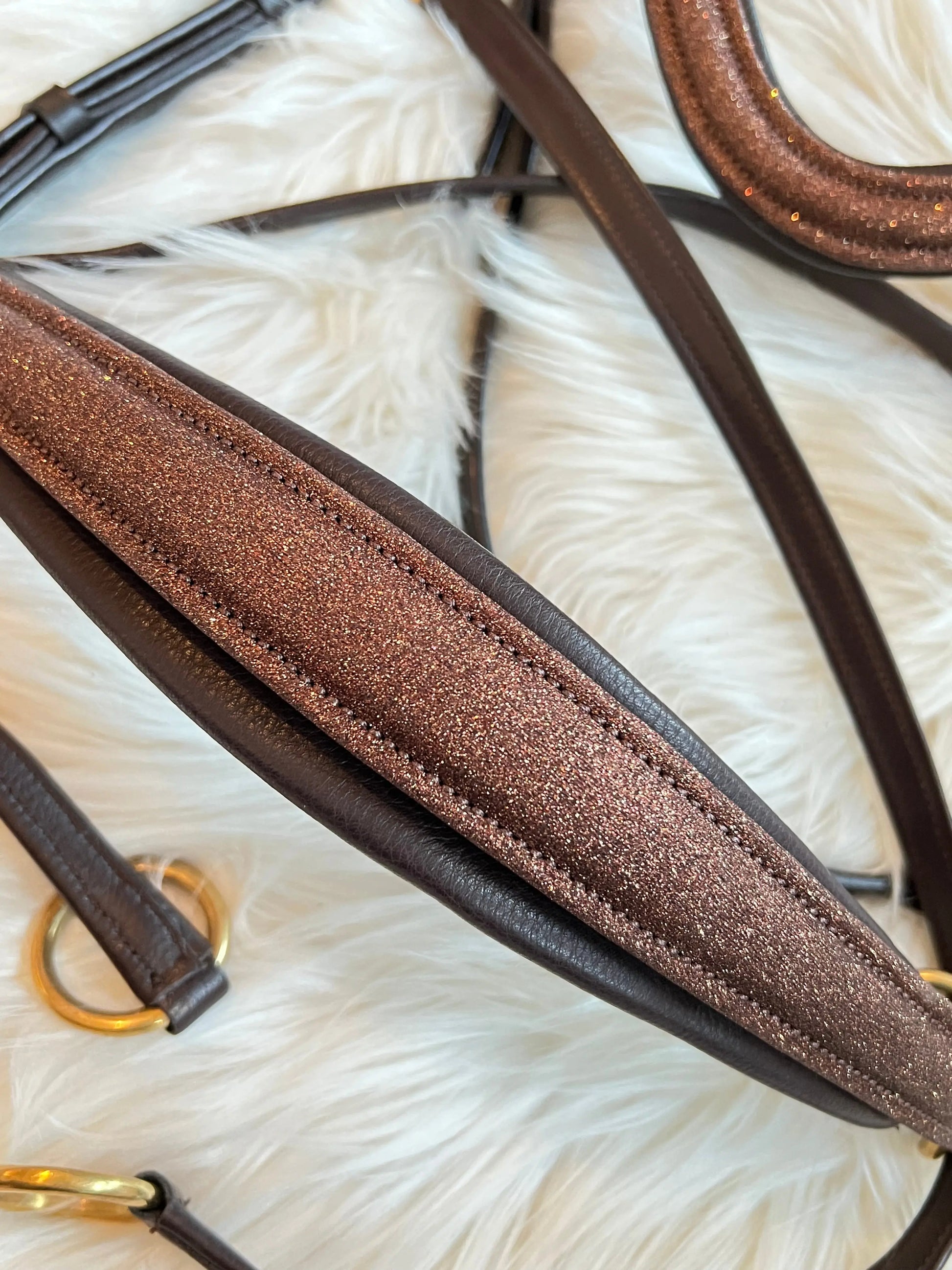 Limited Edition - Glitzerleder braune gebisslose Trense CR-Harmonyequestrian