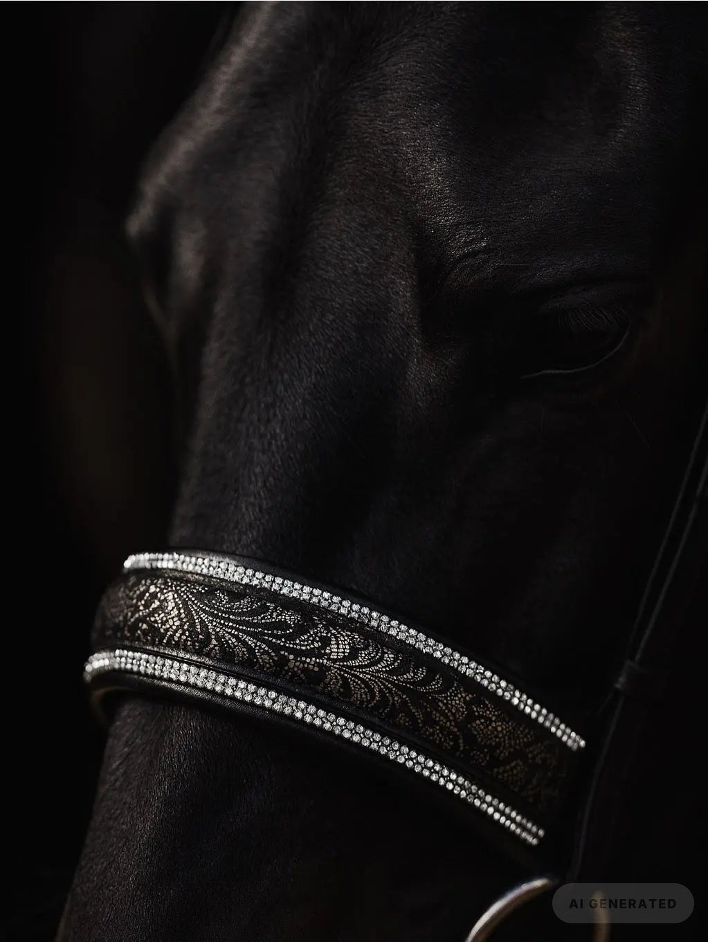 Nasenriemen „Silver Lace“ – 4 Reihen Crystal Rocks & edles Lace-Design CR-Harmonyequestrian