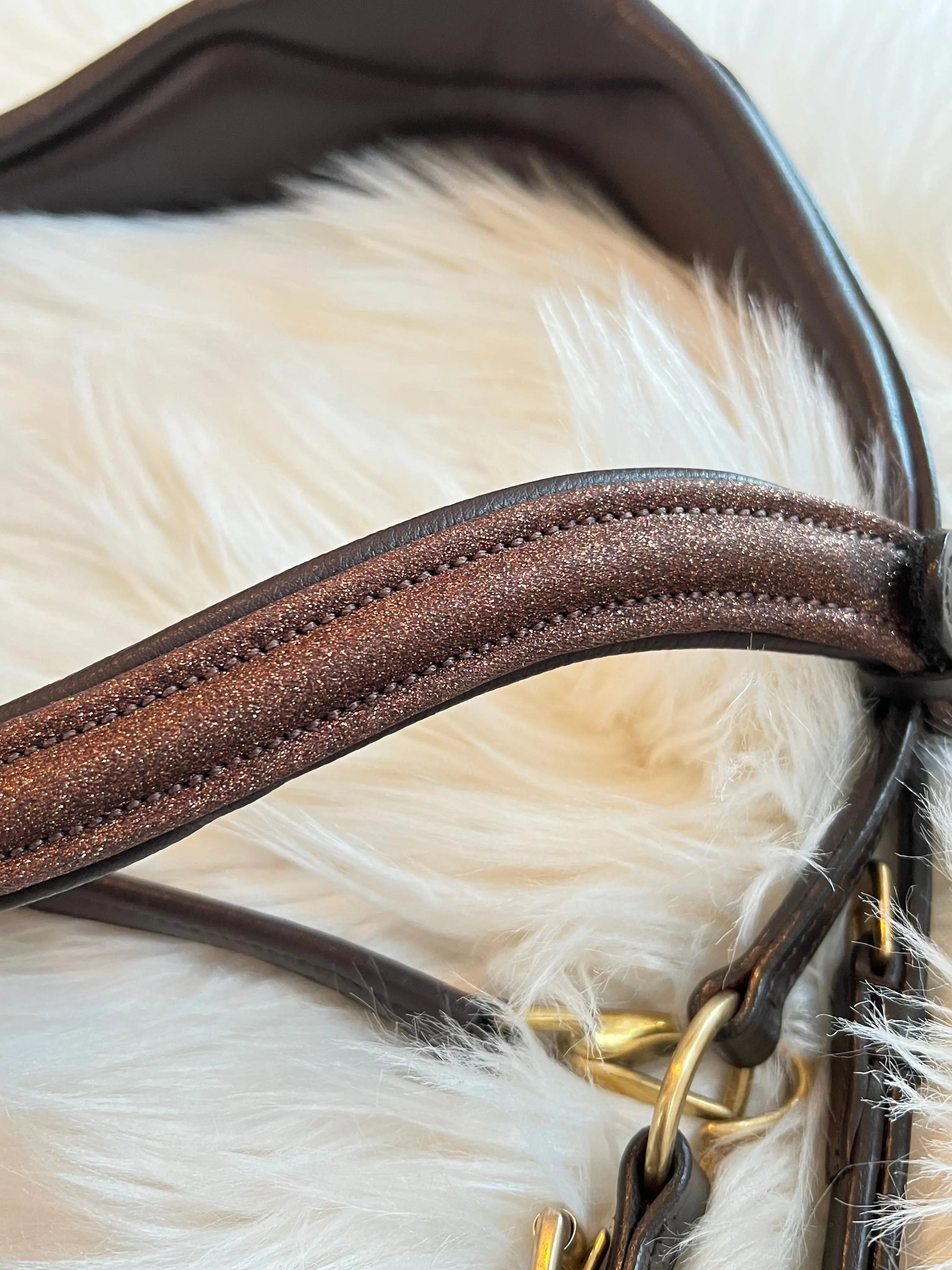 Limited Edition - Glitzerleder braune gebisslose Trense CR-Harmonyequestrian