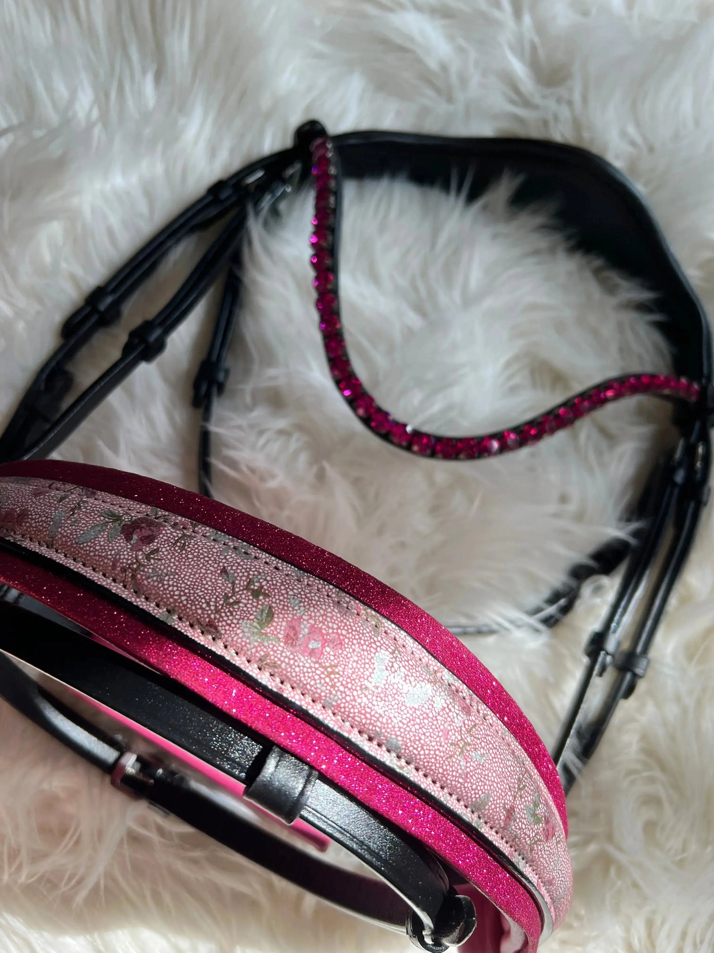 Trense „Rosé Glitter Blossom“ – mit abnehmbarem Sperrriemen CR-Harmonyequestrian