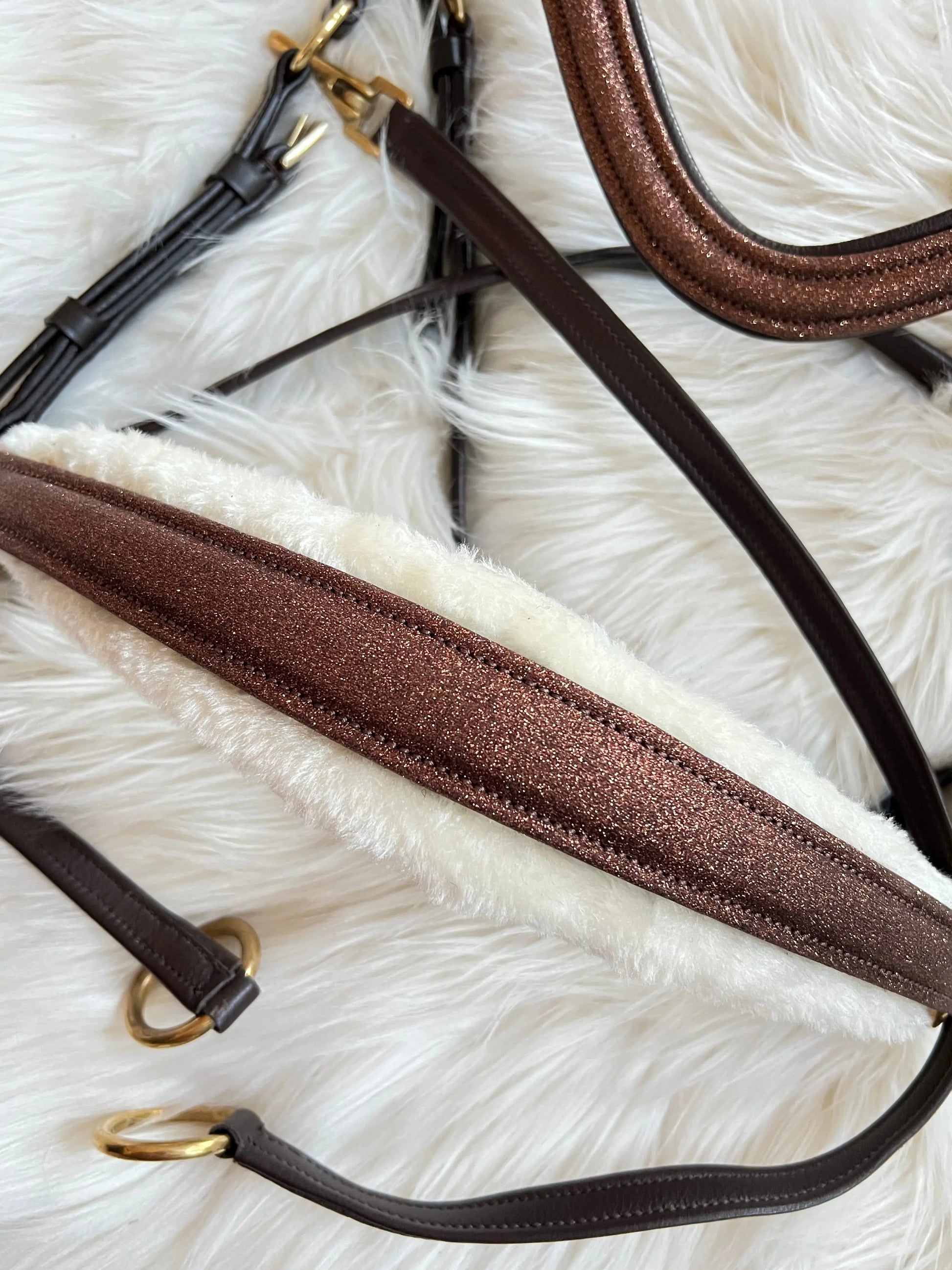 Limited Edition - Glitzerleder braune gebisslose Trense CR-Harmonyequestrian