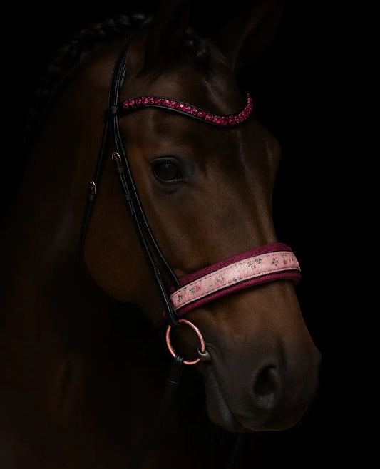 Nasenriemen „Rosé Glitter Blossom“ – mit abnehmbarem Sperrriemen CR-Harmonyequestrian