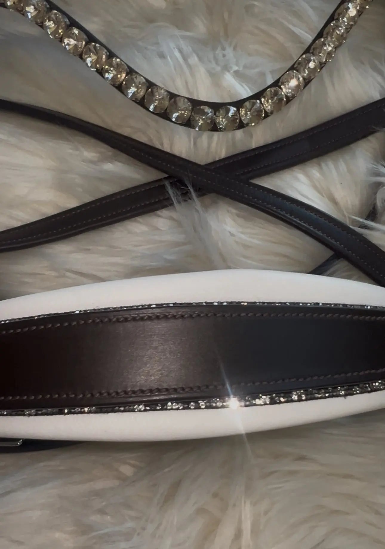 Gebisslose braune Trense Pony/Cob inkl Glitzerpad CR-Harmonyequestrian