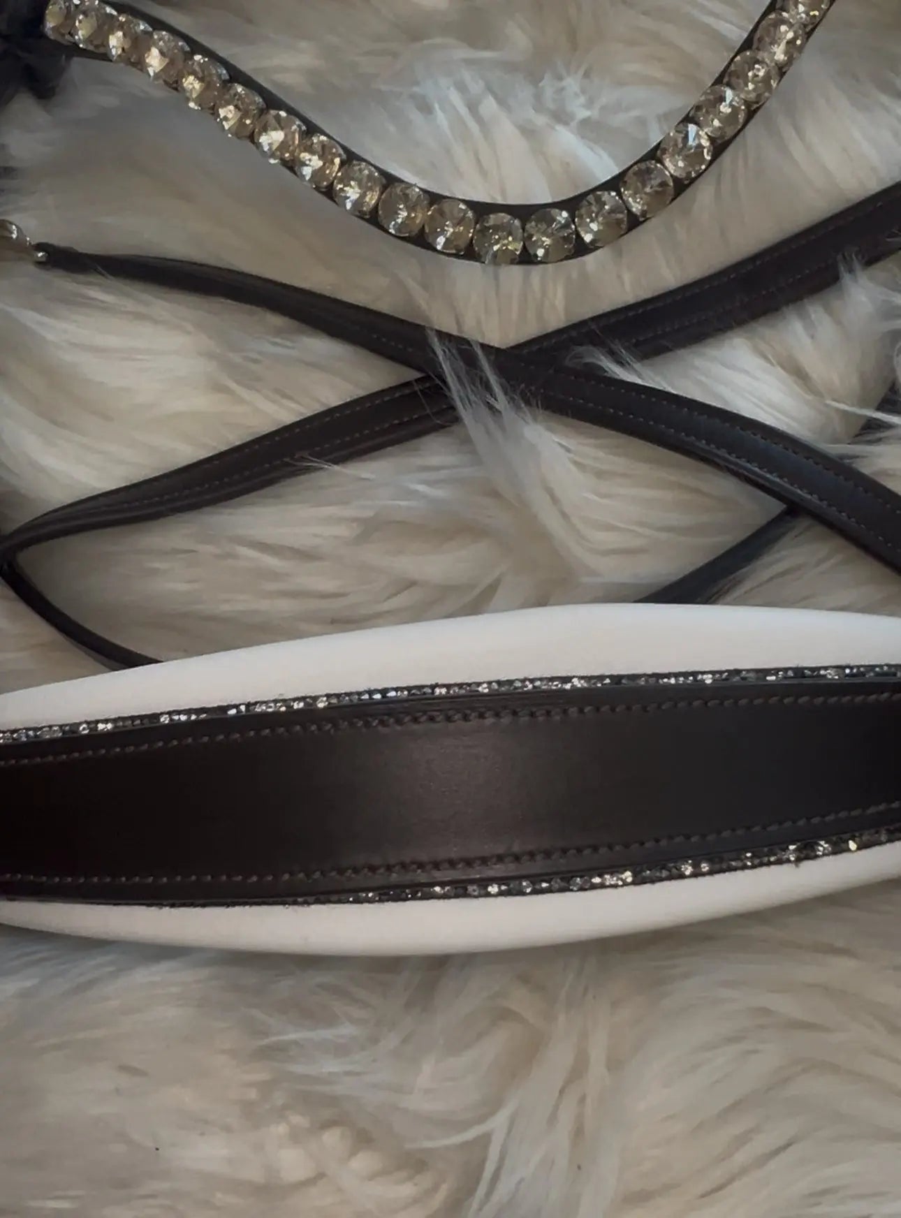 Gebisslose braune Trense Pony/Cob inkl Glitzerpad CR-Harmonyequestrian