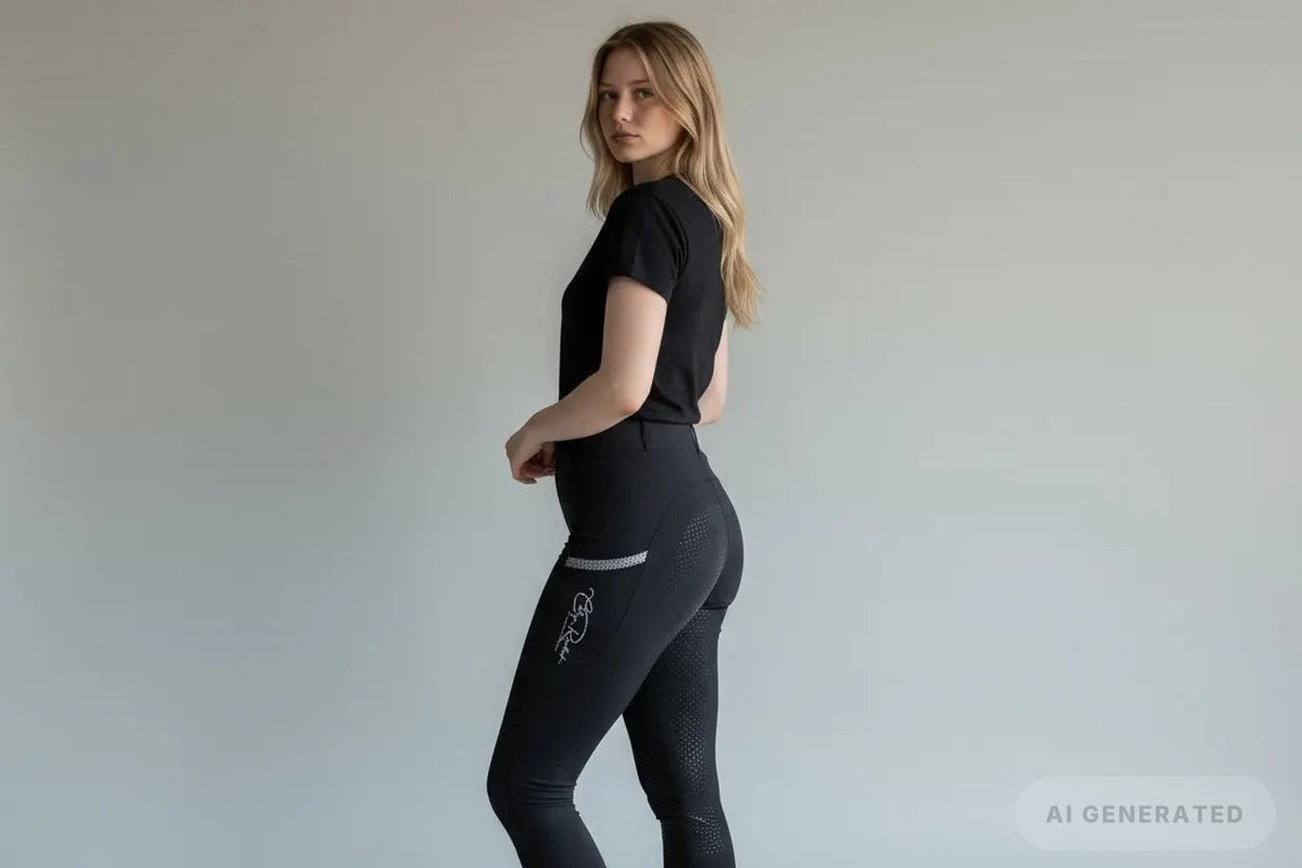 Glammy Reitleggings CR-Logo mit Crystals besetzt Detail