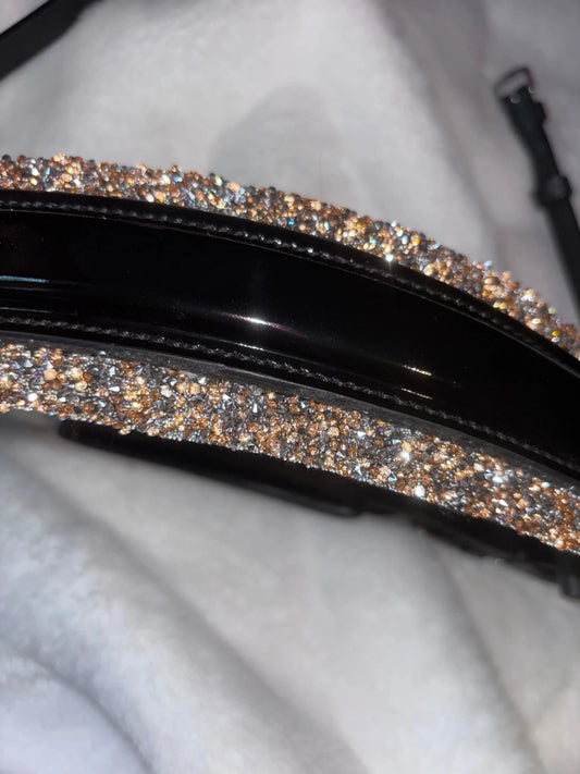 Nasenriemen Lackleder mit Crystal Rocks in Bronze-Silver – edler Glanz für höchste Ansprüche - CR-Harmonyequestrian