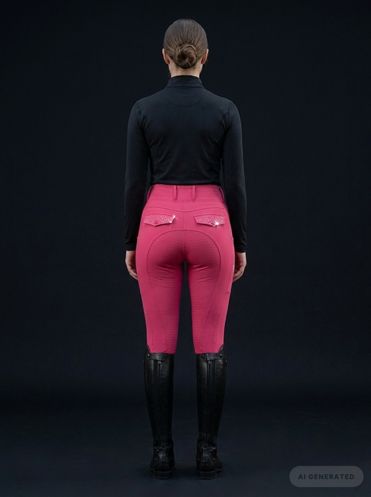 Diva Reitleggings mit Kristall-Details auf den Gesäßtaschen – Rückansicht