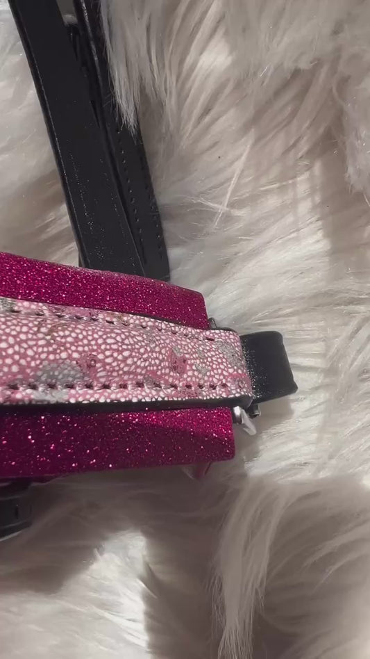 Trense „Rosé Glitter Blossom“ – mit abnehmbarem Sperrriemen