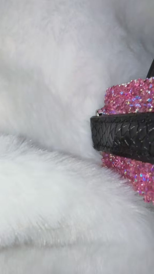 Reithalfter Black Venom Pink Crystal Stones