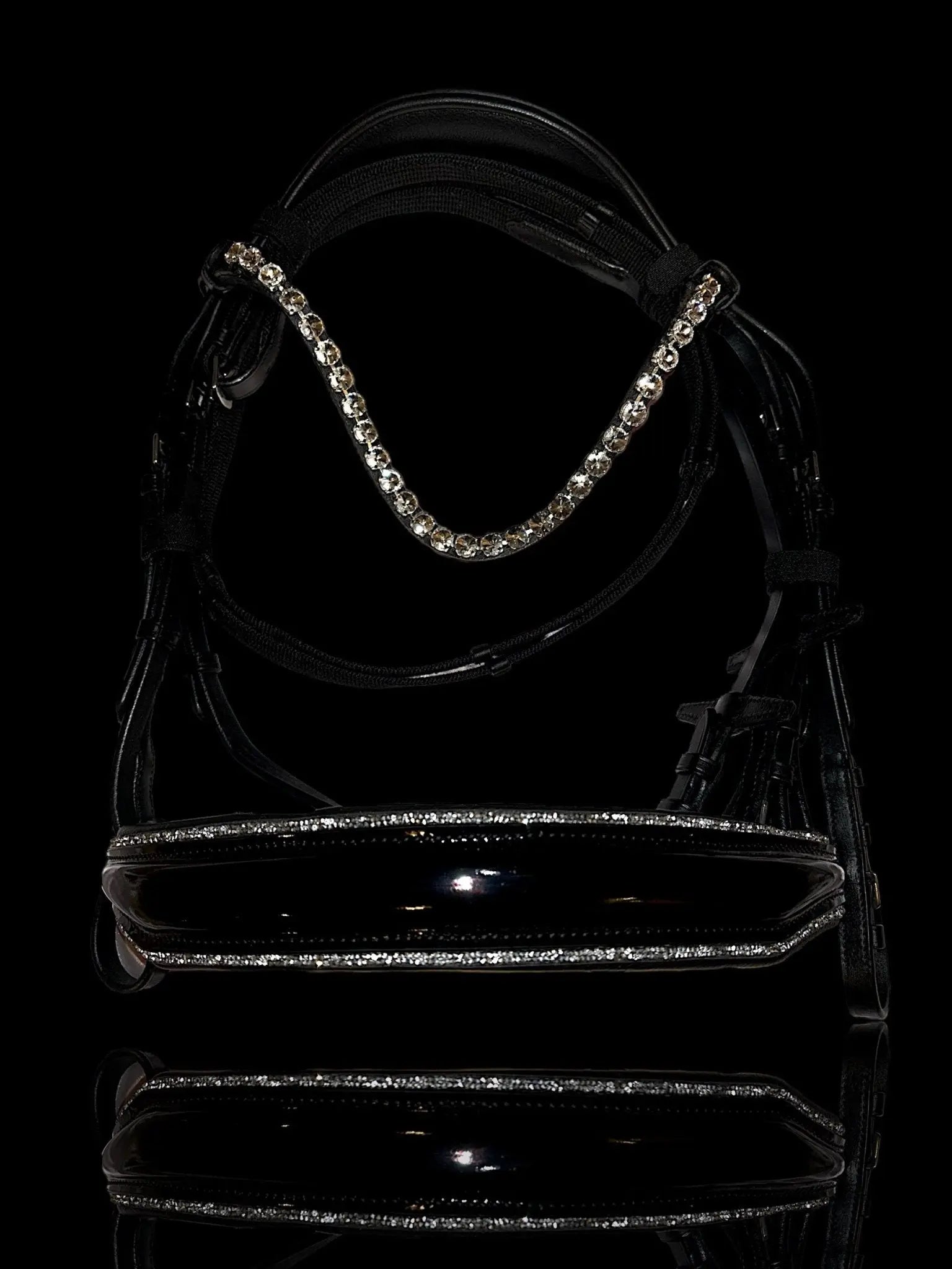 Trense Glamourös mit Lack und Crystal Dust, anatomisch mit oder ohne Sperrriemen - Trense