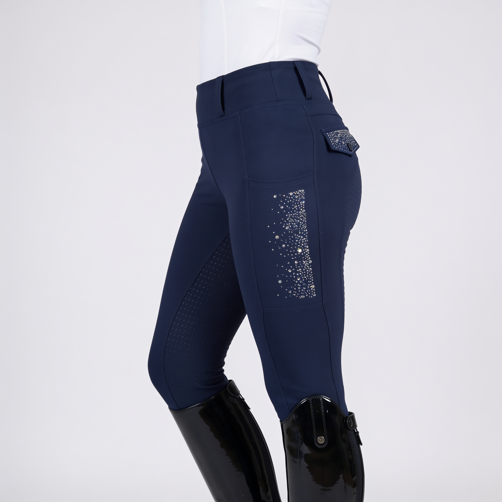 Diva Crystal AB Reitleggings – Crystal-AB-Details auf den Gesäßtaschen, Rückansicht