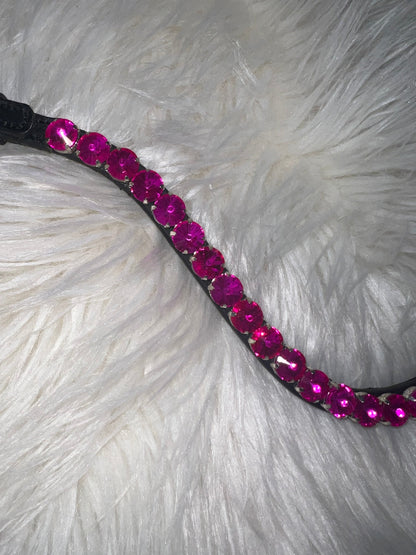 Fuchsia Passion Stirnriemen – 12 mm Crystals CR-Harmonyequestrian