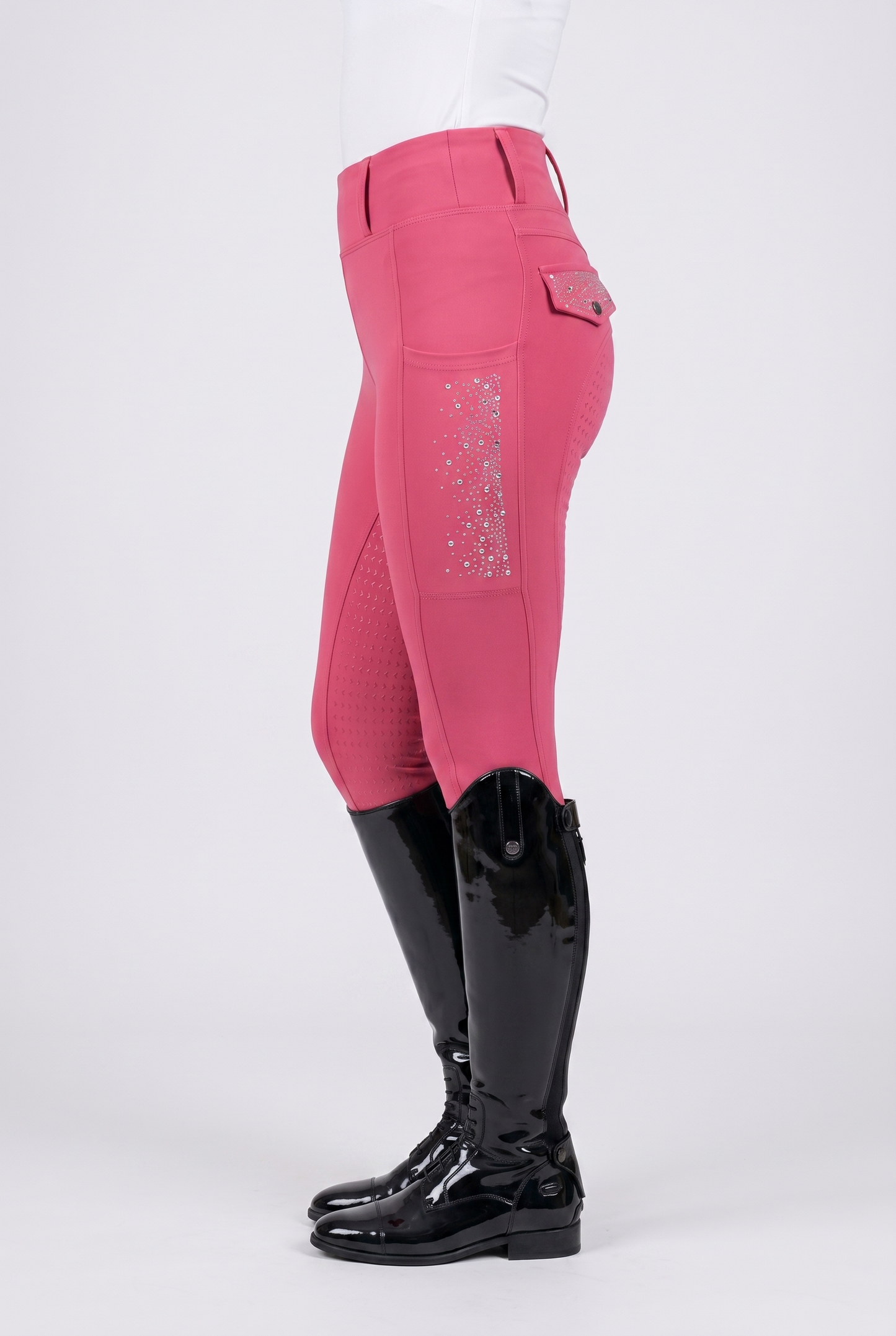 Diva Crystal AB Reitleggings – Crystal AB auch auf der Seitentasche, Detailansicht