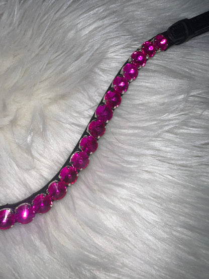 Fuchsia Passion Stirnriemen – 12 mm Crystals CR-Harmonyequestrian