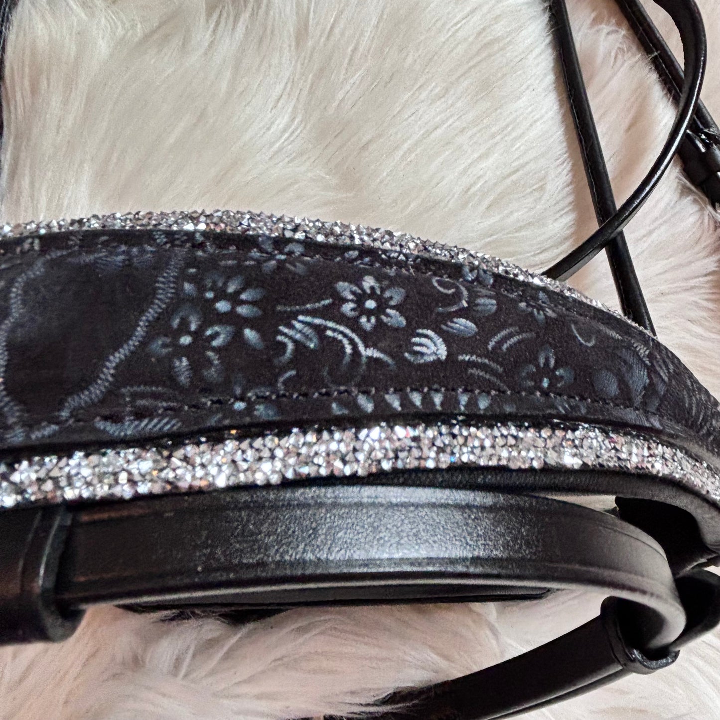 Reithalfter rundgenäht Kandare / Trense  „Smoky Crystal" — Einzelstück Gr. FULL