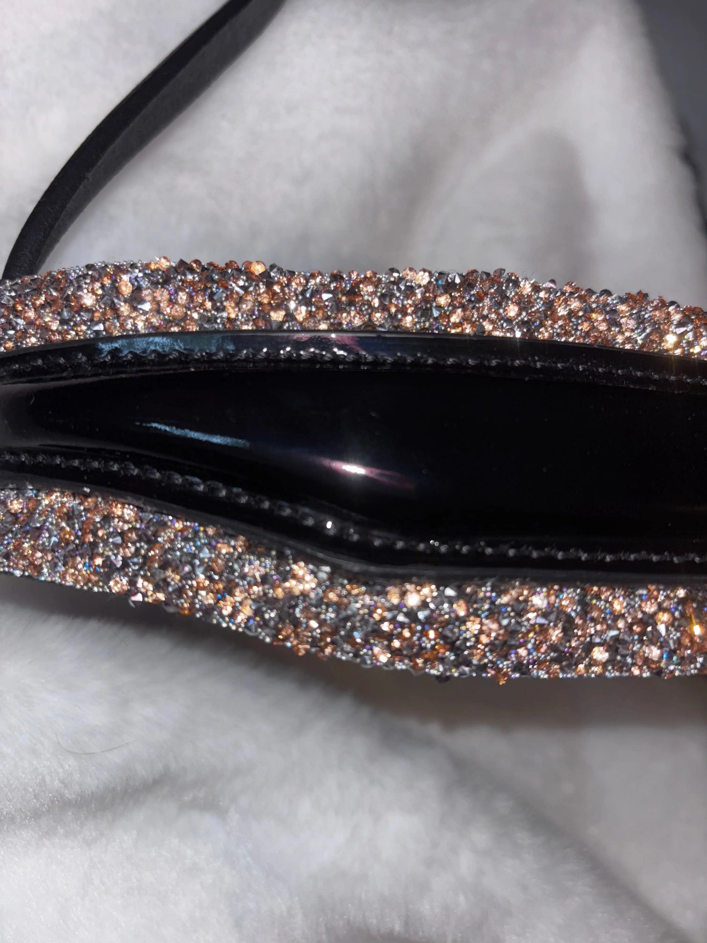 Nasenriemen Lackleder mit Crystal Rocks in Bronze-Silver – edler Glanz für höchste Ansprüche
