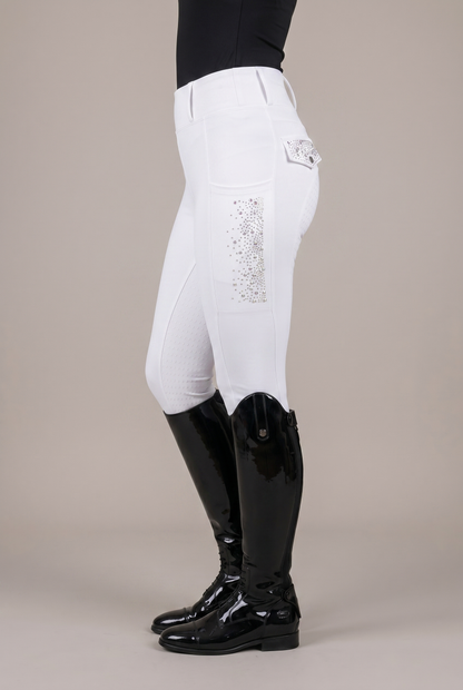 Diva Crystal AB Reitleggings – Vollbesatz-Silikon und Crystal-AB-Besatz, Seitenansicht