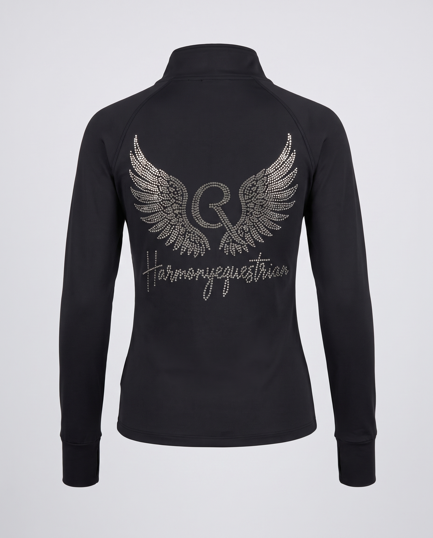 Funktionsshirt Crystal Wings Halfzip in Schwarz am Model getragen