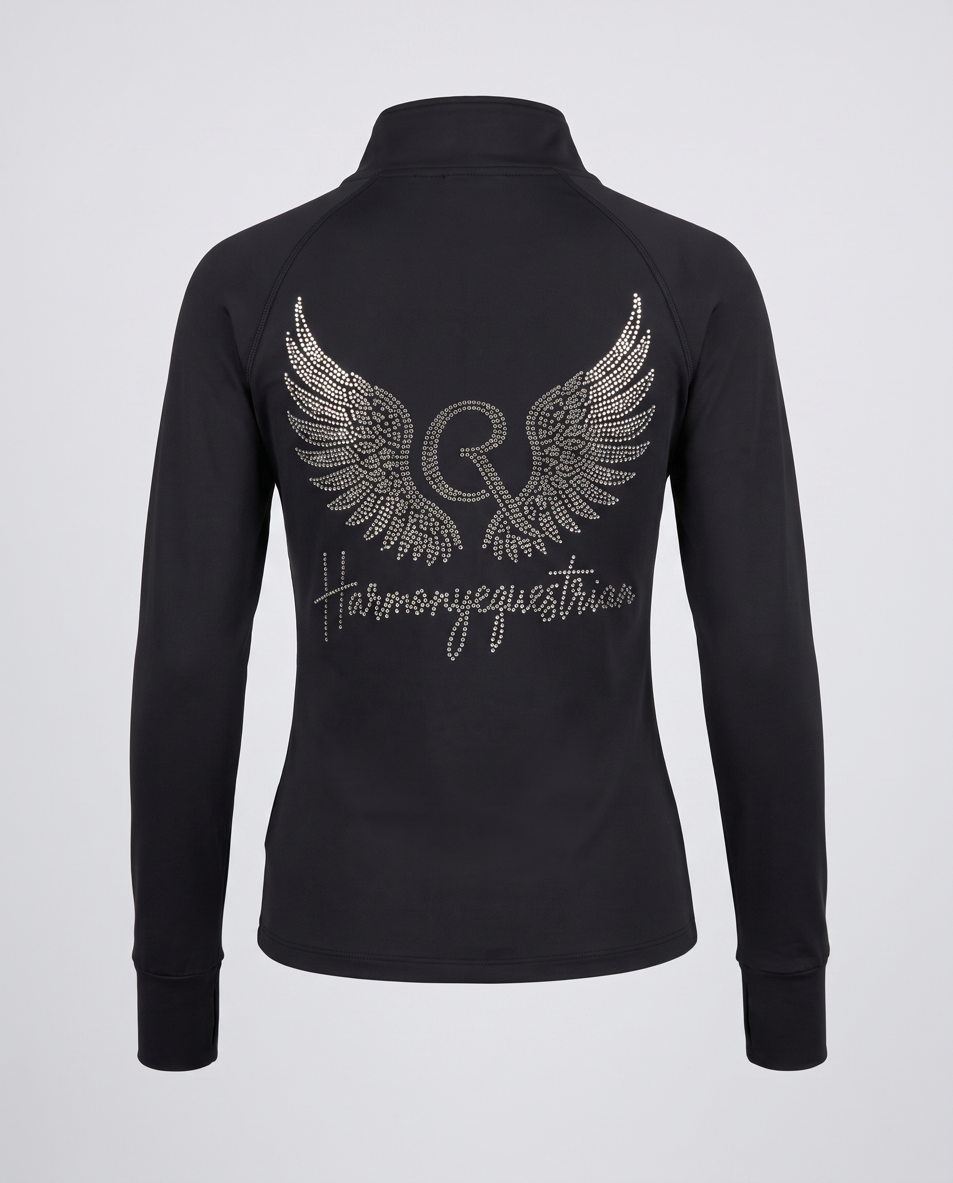 Funktionsshirt Crystal Wings Halfzip in Schwarz am Model getragen