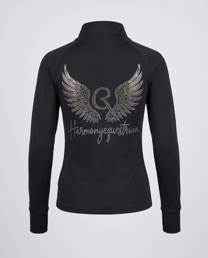 Funktionsshirt Crystal Wings Halfzip in Schwarz am Model getragen
