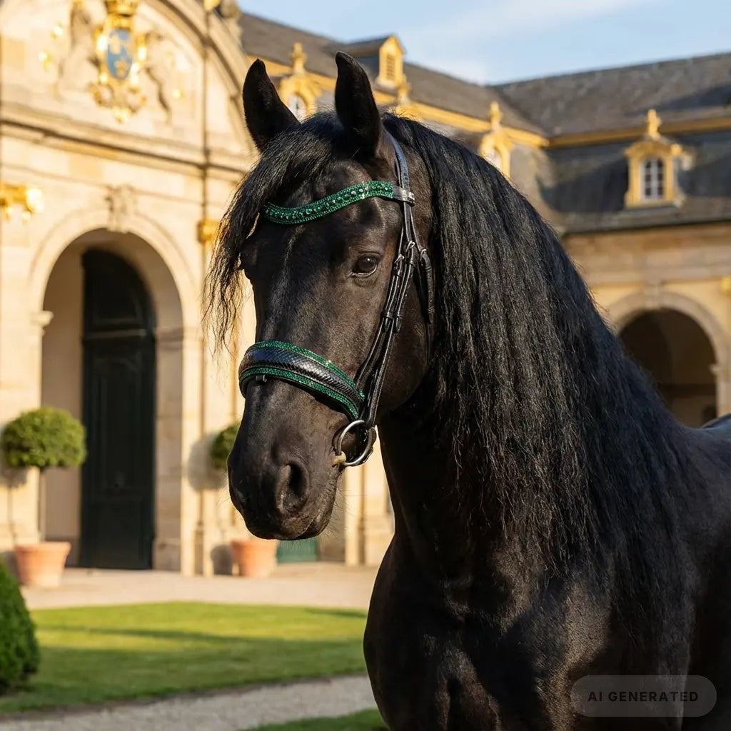 Emerald Luxe Zaumzeug Smaragdgrün Crystals Gesamtansicht