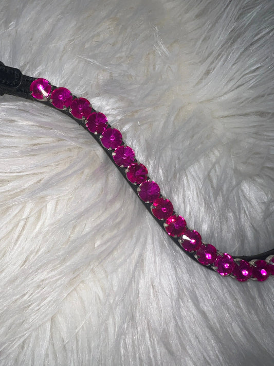 Fuchsia Passion Stirnriemen – 12 mm Crystals CR-Harmonyequestrian