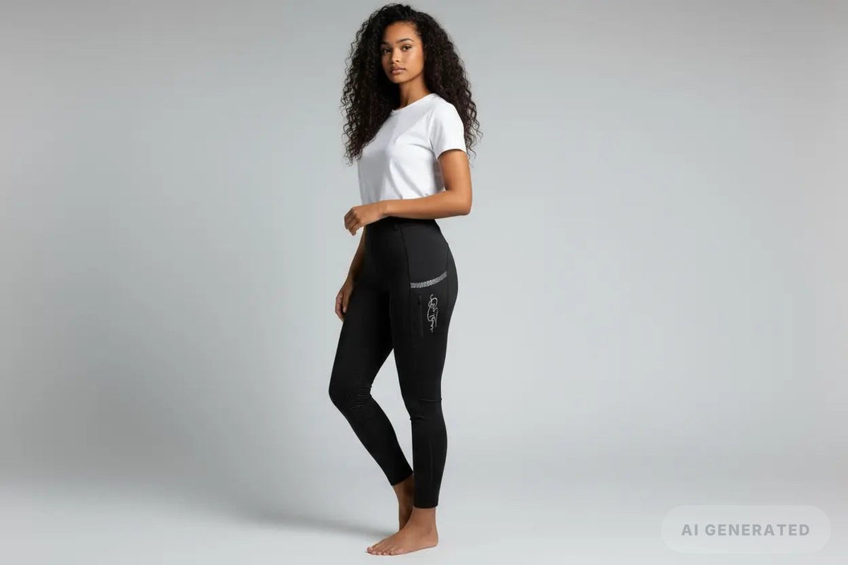 Glammy Leggings d'équitation noirs, vue d'ensemble frontale