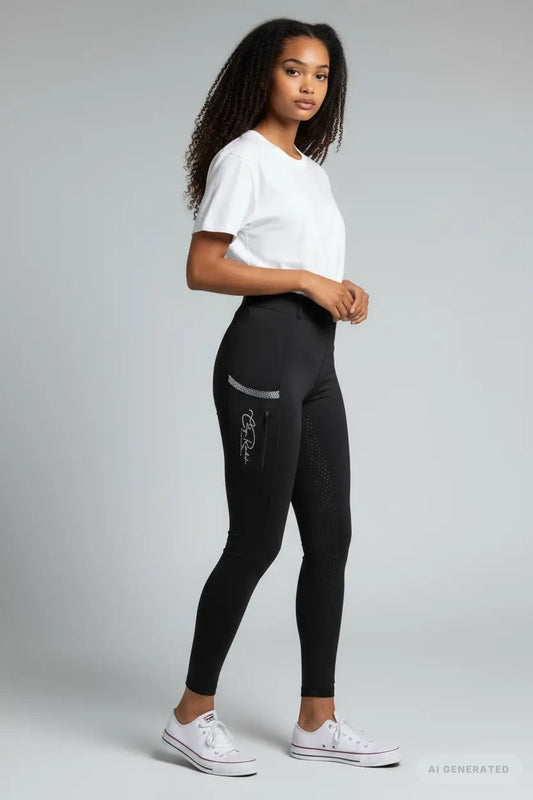 Glammy Reitleggings Crystal-Seitentasche Detail