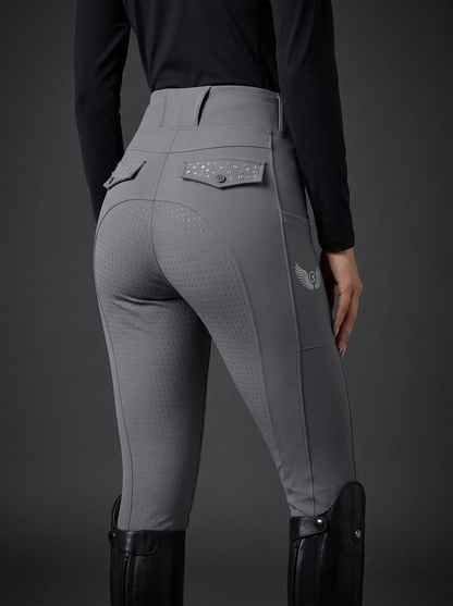 Diva Reitleggings – Vollbesatz Reithose mit Kristall-Taschen und CR Flügel-Logo