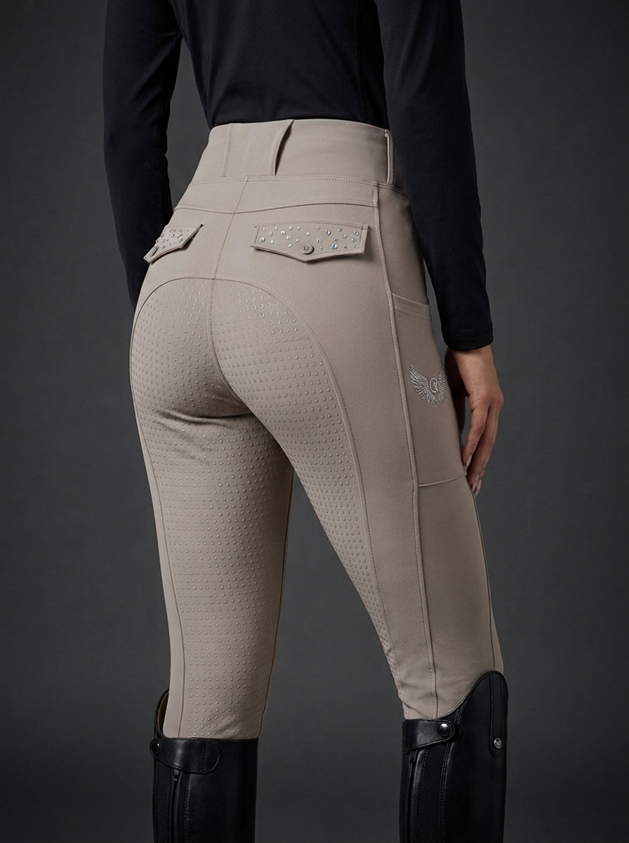 Diva Reitleggings – Vollbesatz Reithose mit Kristallen, Rückansicht