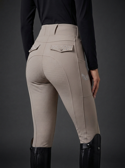 Diva Reitleggings – Vollbesatz Reithose mit Kristallen, Rückansicht