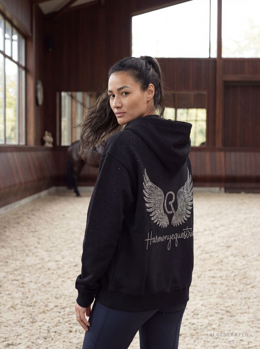 Diamond Winged Zip Hoodie Drop No. 01 mit Rhinestone Flügeln