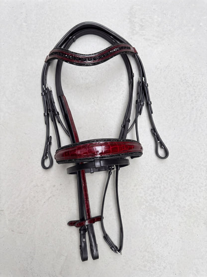 Kroko Bordeaux Trense mit anatomischem Genickstück