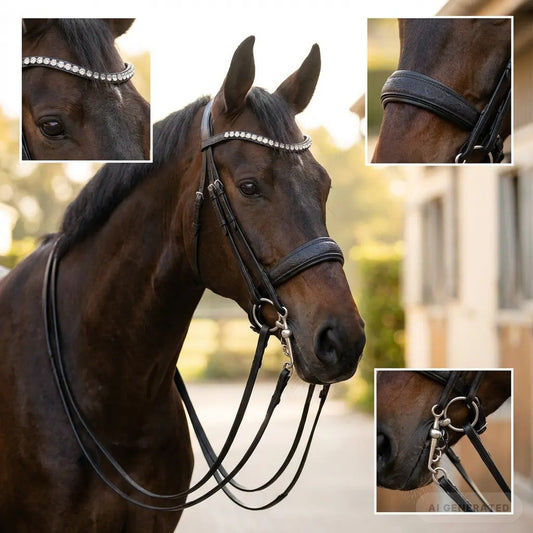Kandare „Black Bloom“ – rundgenäht & elegant mit Blumenmuster CR-Harmonyequestrian