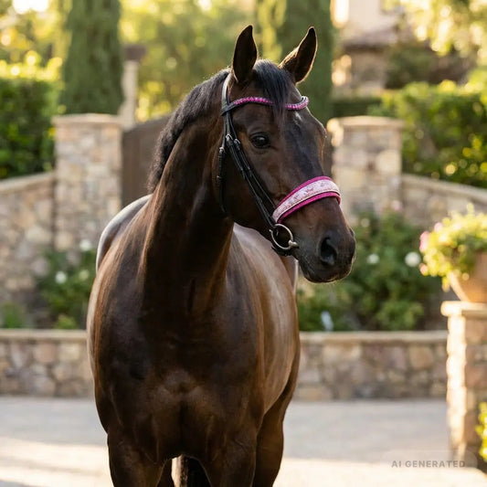 Nasenriemen „Rosé Glitter Blossom“ – mit abnehmbarem Sperrriemen CR-Harmonyequestrian