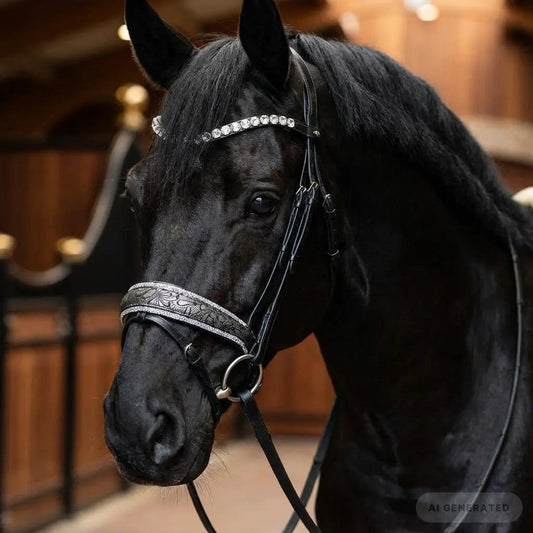 Nasenriemen „Silver Lace“ – 4 Reihen Crystal Rocks & edles Lace-Design CR-Harmonyequestrian