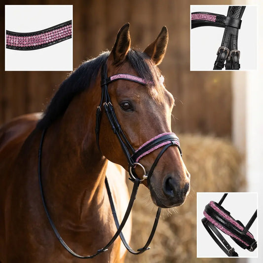 Reithalfter Black Venom Pink Crystal Stones CR-Harmonyequestrian