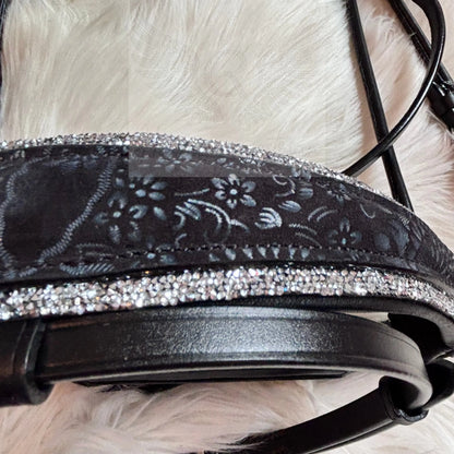 Trensen- und Kandarenzaum „Smoky Crystal" — Einzelstück Gr. COB, rundgenäht