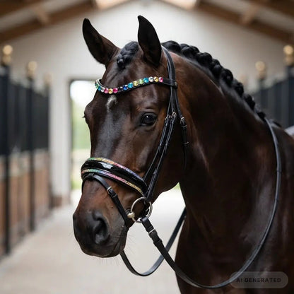 Trense Regenbogen – Flerkfarvet hestezaum CR-Harmonyequestrian