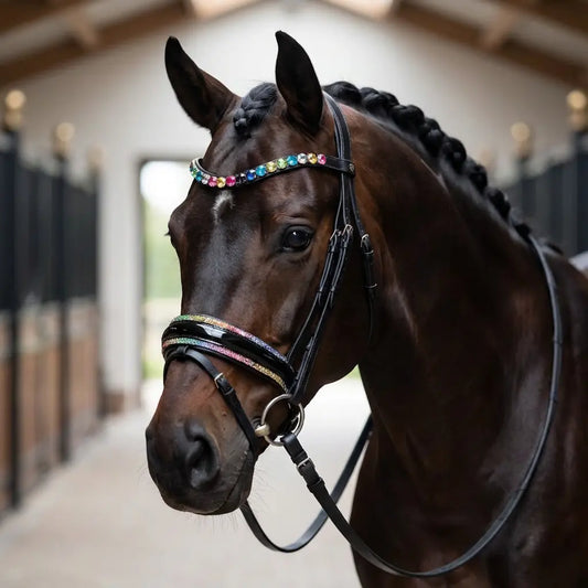 Trense Regenbogen  - Buntes Zaumzeug für Pferde CR-Harmonyequestrian
