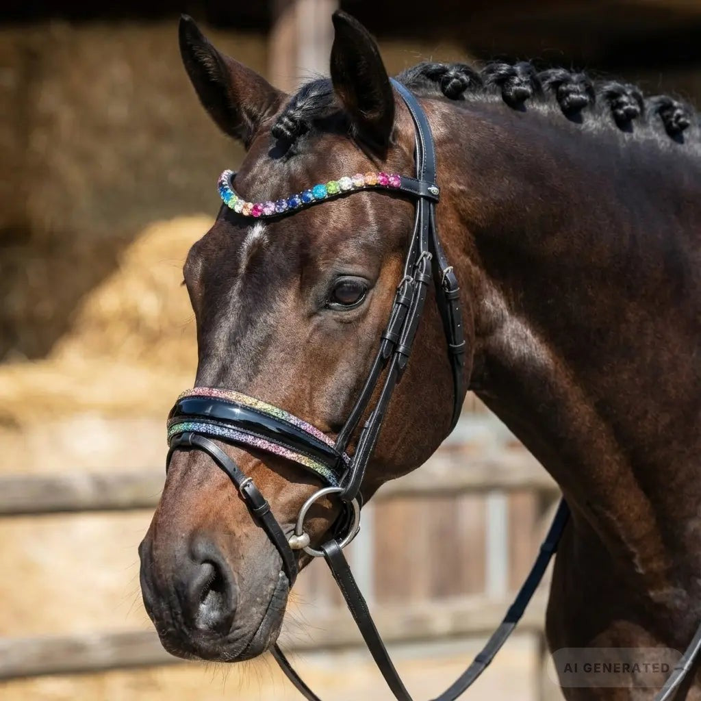 Trense Regenbogen – Flerkfarvet hestezaum CR-Harmonyequestrian