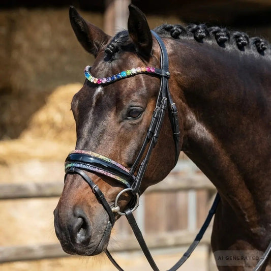 Trense Regenbogen  - Buntes Zaumzeug für Pferde CR-Harmonyequestrian