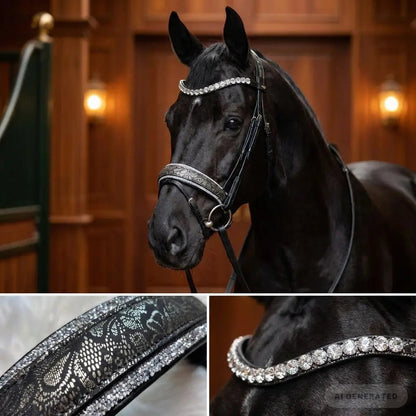 Trense „Silver Lace“ – 4 Reihen Crystal Rocks & edles Lace-Design CR-Harmonyequestrian