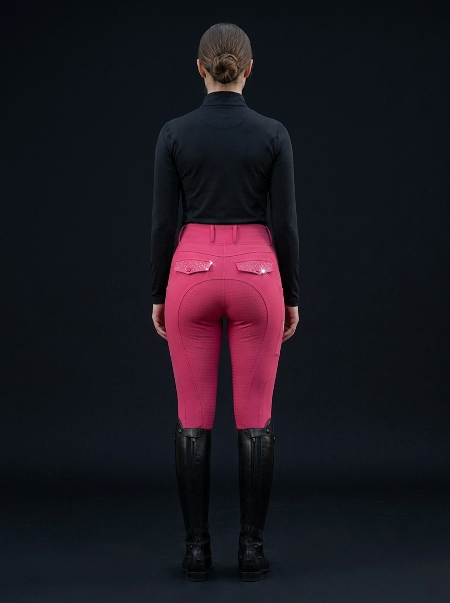 Diva Reitleggings mit Kristall-Details auf den Gesäßtaschen – Rückansicht