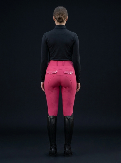 Diva Reitleggings mit Kristall-Details auf den Gesäßtaschen – Rückansicht