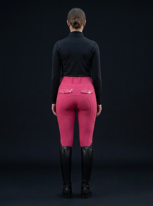 Diva Reitleggings mit Kristall-Details auf den Gesäßtaschen – Rückansicht